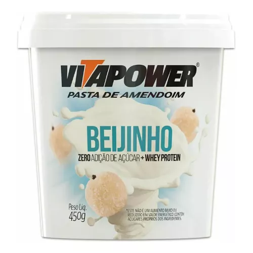 Pasta De Amendoim Vitapower Beijinho Com Whey 450g Pote