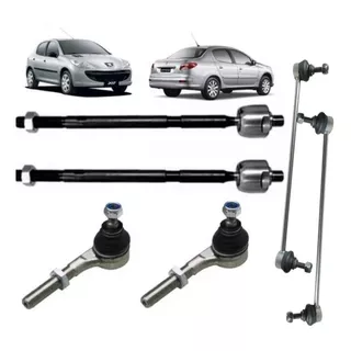 Kit Braço Axial + Terminal Direção + Bieleta Peugeot 207 