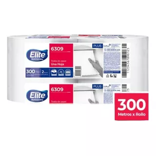 Toalla De Papel Blanco 300 Metros Elite 6309 Pack X2