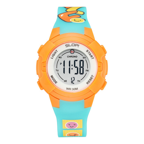 Reloj Infantil Slop Para Unisex Sw8825lk5 Naranja Color del fondo Gris