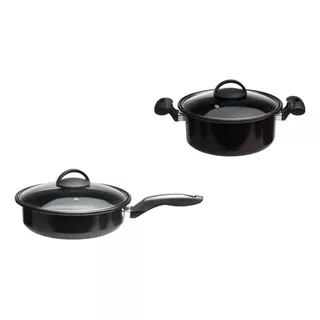 Kit 2 Peças P/ Fogão Indução Cook E A Gás - Tampa Vidro Cor Preto