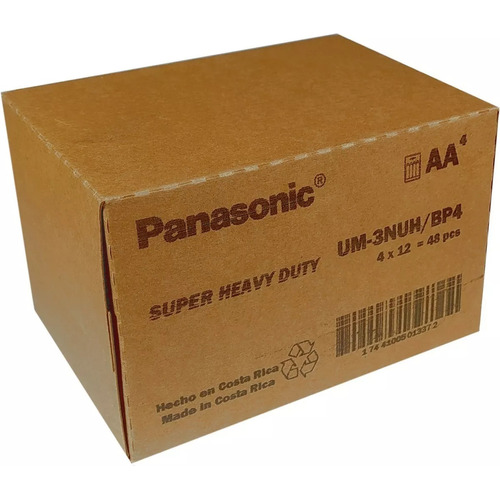 Caja De 48 Pilas Carbon C. Panasonic Aa 12 Paquetes Original