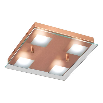 Plafon 4 Luces Batti 24w Cobre Vidrio Templado 4625co King