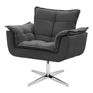 Kit 2 Cadeiras Decorativas Opala Cinza Escuro Base Giratória Cor Cinza-escuro Desenho Do Tecido Liso