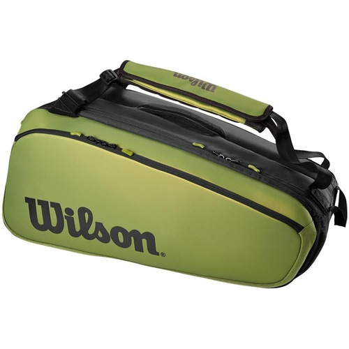 Bolso Raquetero Wilson Blade V8 Super Tour 9 Pack Color Verde Para Raquetas de Tenis Con Compartimiento Isotérmico Thermoguard