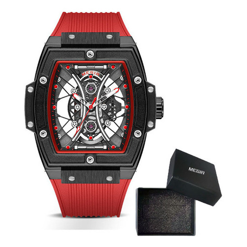 Relojes De Calendario Megir Business Luminous Para Hombre Color De La Correa Rojo