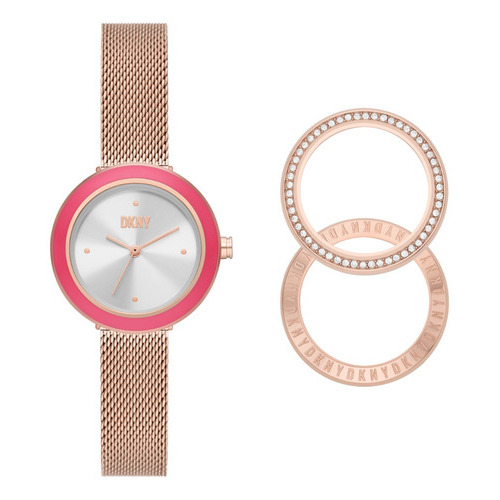 Set Reloj Mujer Dkny Sasha Acero Color de la correa Oro Rosa