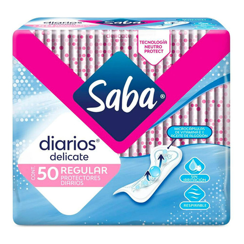 Pantiprotectores Saba Diarios Regular Respirable 50 Protectores