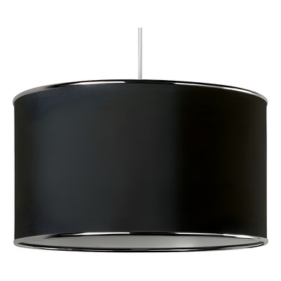 Colgante Pantalla Negra 1 Luz Con Virola Cromo Deco Moderno Negro/cromo