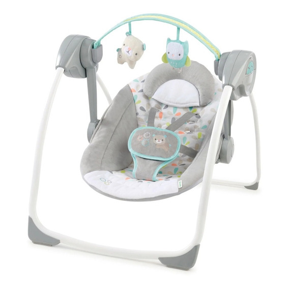 Silla mecedora para bebé Ingenuity Comfort 2 Go Portable Swing eléctrica fanciful forest gris/blanco