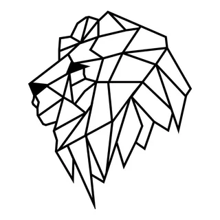 Quadro Animal Geometrico Leão Vazado Preto 57x48cm 1160