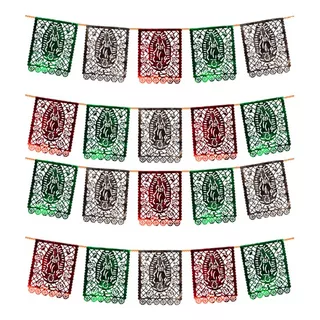 Artemex Tira Metálica Papel Picado Color Tricolor Guadalupana Flores