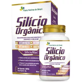 2 Potes Silício Orgânico + Vitaminas A, C, E, Biotina 60caps