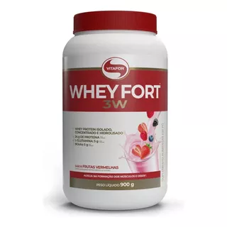 Whey Fort 3w Vitafor Proteina Em Po Sabor Frutas Vermelhas. Pote De 900g