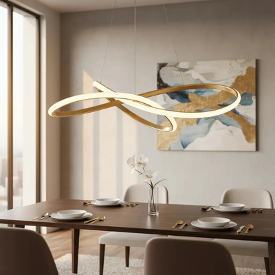 Lampara Colgante Led L2020 Dorado Moderno Deco Luz Desing Sf Dorado