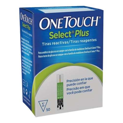 Onetouch Tiras Select Plus Paquete 50 Tiras Para Glucómetro Color Blanco