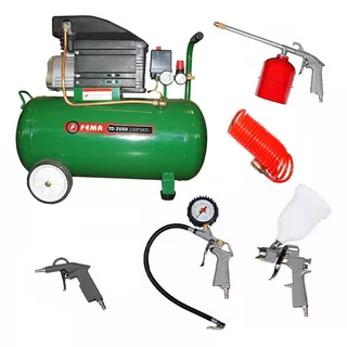  Compresor Portatil Aire Fema 50 Lts 2,5 Hp Monofasico + Kit