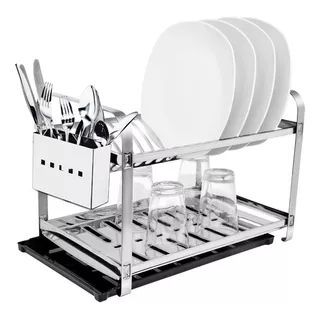 Escorredor Louca Inox 16 Pratos Cozinha Porta Talher Bandeja