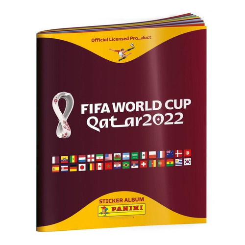 Álbum FIFA World Cup Qatar 2022 Panini bordó/dorado tapa blanda