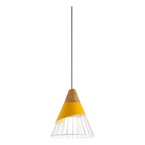 Lampara Nordica Conica Metal Y Madera Columbus