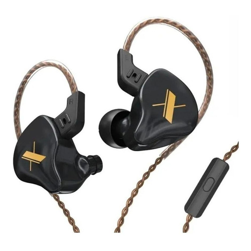 Audífonos in-ear gamer KZ EDX Con micrófono color negro black
