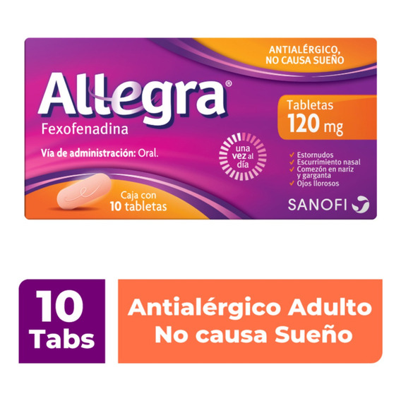 10 Tabletas Antihistamínico Allegra® Para La Alergia 120mg