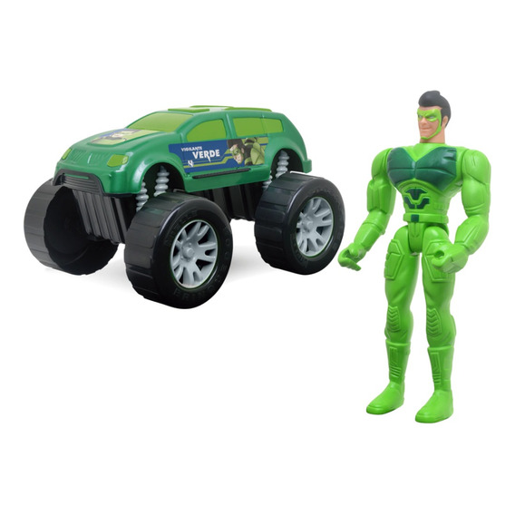 Figura Articulada Con Auto Super Héroes - Vigilante Verde