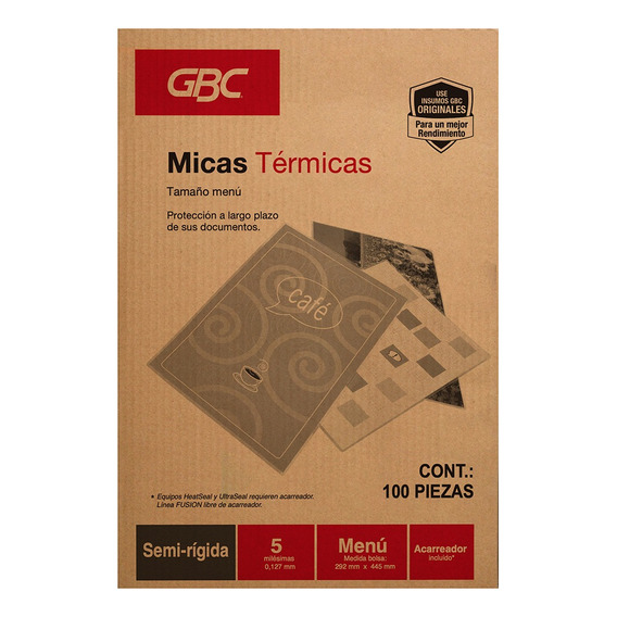 Mica Térmica Gbc 5 Milésimas Tamaño Para Menús-100 Piezas