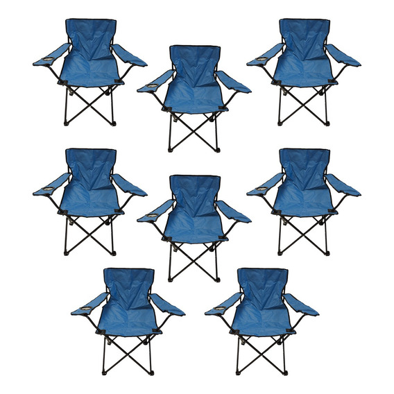 Resel Pack De 8 Sillas Plegables Tipo Camping Para Exterior Color Azul