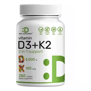 Vitamina D3 + K2 - 180 Capsulas - Unidad a $1039