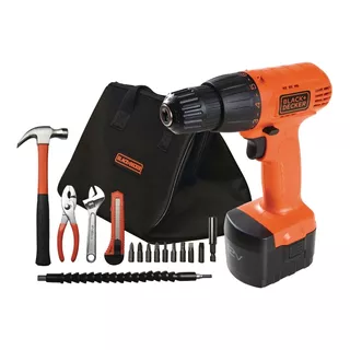 Kit De Taladro Atornillador Inalambrico Black Decker Cd121ka Color Naranja Claro Frecuencia 50