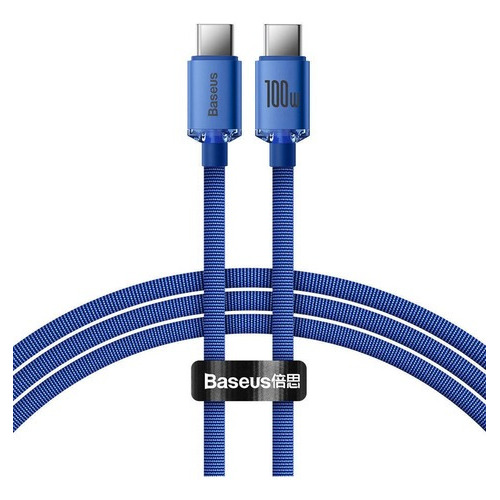 Cable Baseus Usb-c / Usb-c Carga Rápida Hasta 100w De 1.2 Metros Color Azul