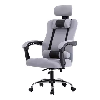 Silla De Escritorio Lumax Wynn Sin Apoyapiés Zgs-956-sa Gamer  Gris Con Tapizado De Poliéster