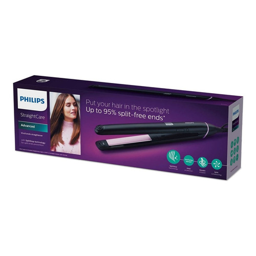 Planchita de pelo Philips Straightcare Vivid ends BHS675 negra 110V/240V