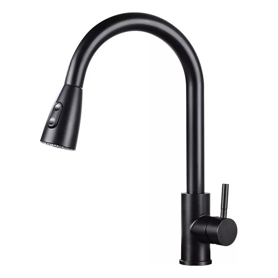 Canilla Monocomando Extensible Grifería Cocina Negro Mate