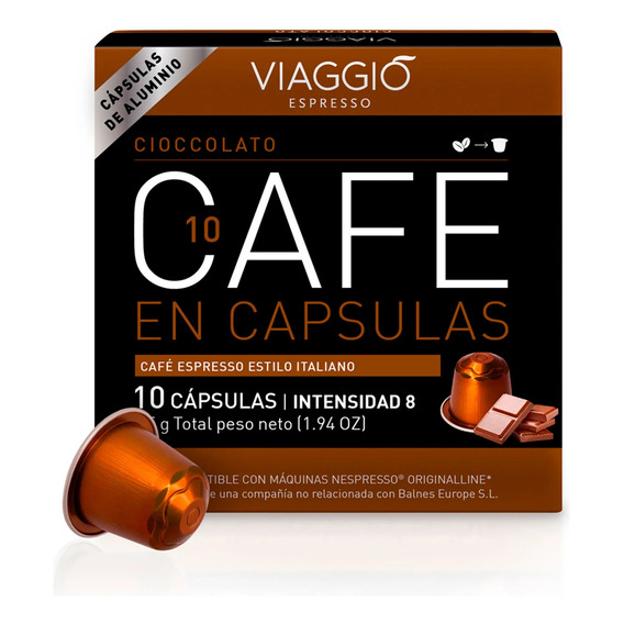 Cápsulas De Cafe Viaggio Cioccolato Espresso X 10 Uni