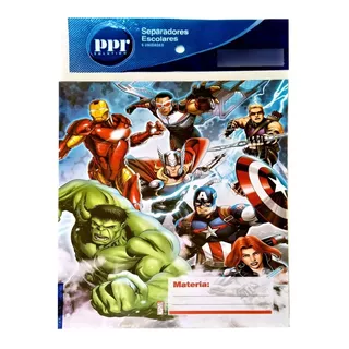 Avengers Pack X 6 Separadores Materias Carpeta N° 3 Escolar