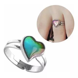 Anillo Argolla Cambio Ánimo Humor Color Plata Corazón Mujer