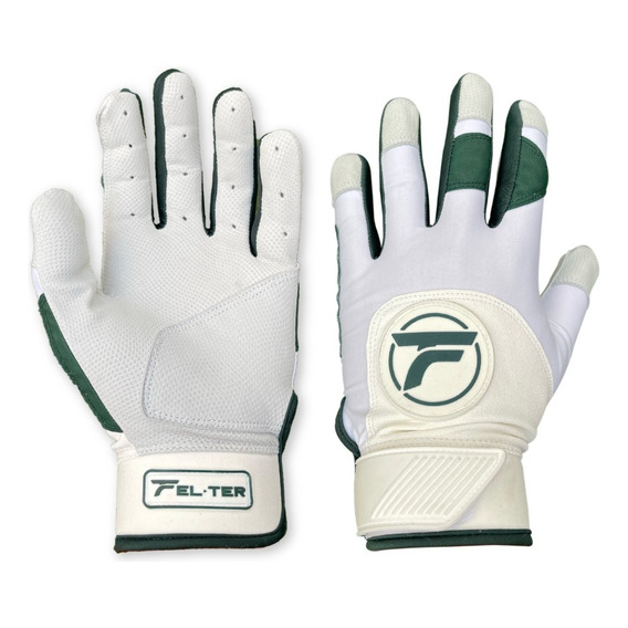 Guanteletas De Bateo Beisbol, Blanco/verde, Calidad Premium.