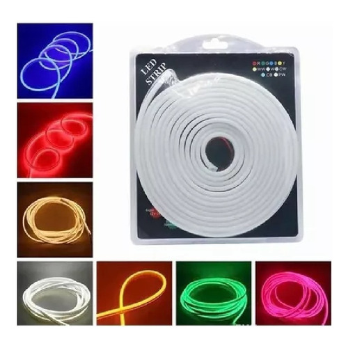 Tira De Neon Led 2835 Flexible 5 Metros Con Fuente 12v Color De La Luz Blanco Frío