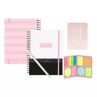 Caderno Maturidade Miolo Pr+stick Note 6 Rosa+caneta Branca