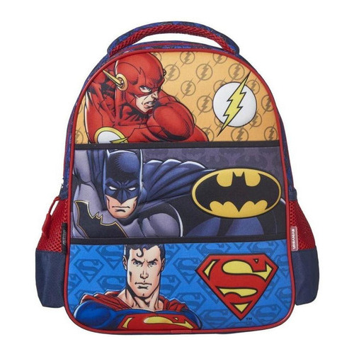 Mochila Kínder Liga De La Justicia 3d Escolar Super Héroes Color Multicolor