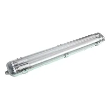 Plafon Aplique Estanco Para 2 Tubos Led 2x18w 120cm Geneve Estructura Gris