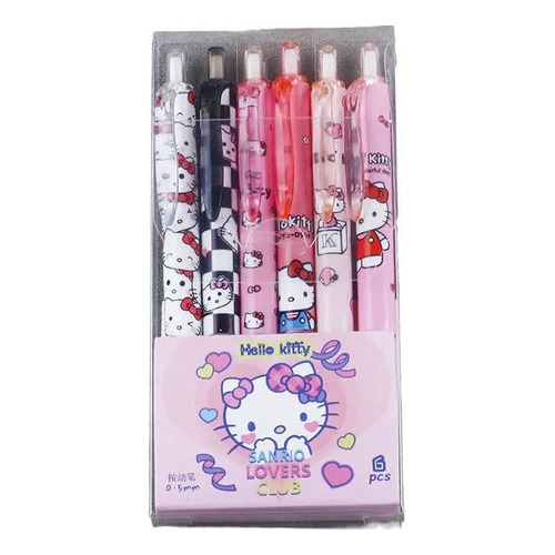 Lápiz Pasta Bolígrafo Hello Kitty Pack X 6 Tinta Negra Trazo Negro