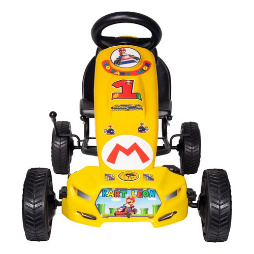 Vehículo a pedal go kart desmontable Go Kart León Mario Bros color amarillo