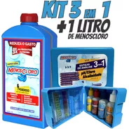 Kit 3 Em 1 Teste Medidor De Água + 1 Litro De Menos Cloro