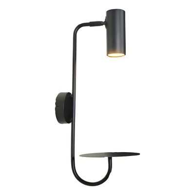 Aplique Pared Con Apoyo Bimba 15085 Gu10 Con Cable Cie Negro
