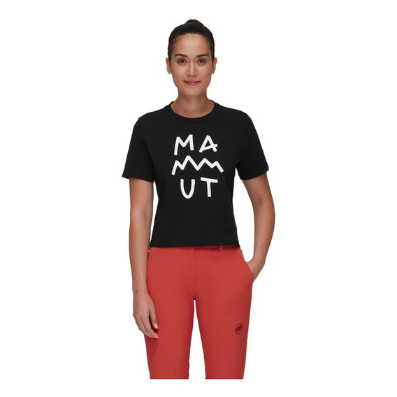 Polera Mujer Mammut Massone T-shirt Cropped Lettering Negro