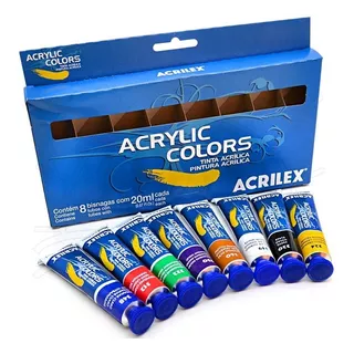 Estojo Tinta Acrílica Acrylic Colors Acrilex Com 8 Bisnagas 