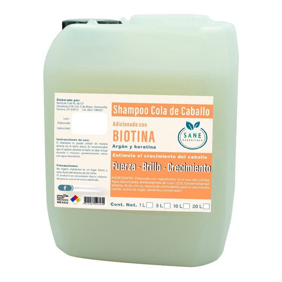 Shampoo Caballo, Biotina, Keratina 20lt 0%sulfatos/ Parabeno